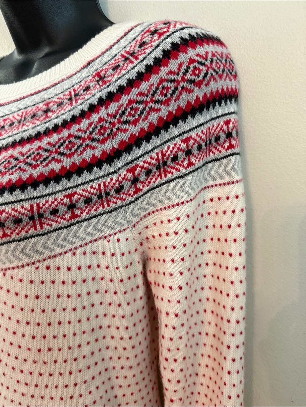 Talbots Cream and Pink Fair Isle Crewneck Sweater - Picture 6 of 14